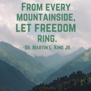 MONDAY MOTIVATION & MEDITATION - FREEDOM|rocky-mountains-cloudy-sky-let-freedom-ring-MLK-quote|the-powch|ko-ecolife